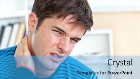  Presentation with neck femur - Theme featuring pain shoulder - dejected caucasian man having background and a teal colored foreground