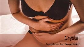  Presentation with constipation - Presentation theme consisting of woman with stomach pain sitting background and a red colored foreground
