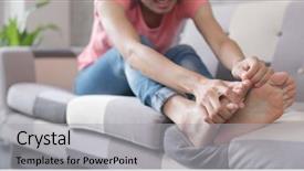  Presentation with pain - Colorful slide deck enhanced with painful ankle - woman feeling pain on her backdrop and a light gray colored foreground