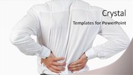  Presentation with back pain - Theme with painful back of a businessman background and a white colored foreground