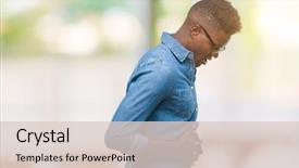  Presentation with stomach disease - Presentation theme having painful disease feeling unwell ache background and a  colored foreground