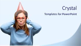  Presentation with blue music - Theme enhanced with painful expression - middle age woman celebrates birthday background and a  colored foreground