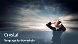  Presentation with ears - PPT layouts with painful expression - young frustrated businesswoman covering ears background and a  colored foreground