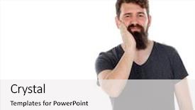  Presentation with deafblindness style animated - Presentation theme featuring painful gums - hipster style man with toothache background and a  colored foreground