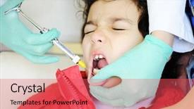  Presentation with office king - Slide deck featuring painful gums - kid visiting dentist office background and a red colored foreground