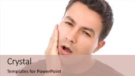  Presentation with prehistoric man - Theme with painful gums - young casual man whith background and a  colored foreground