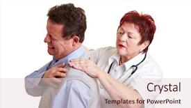  Presentation with back pain - Theme enhanced with female doctor examing back pain background and a lemonade colored foreground