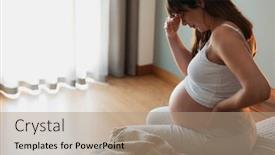  Presentation with pregnant woman - Presentation design consisting of painful-pregnant-young-woman background and a coral colored foreground