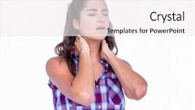  Presentation with pain - Amazing presentation design having painfull - pretty brunette with neck pain backdrop and a  colored foreground