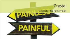  Presentation with knee pain - PPT theme with painless - painful signpost isolated background and a yellow colored foreground