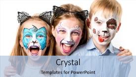  Presentation with animal - Slide deck enhanced with paint - children with animal face paintings background and a light blue colored foreground
