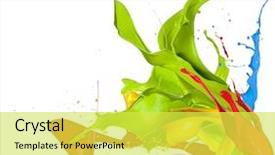  Presentation with shape - Beautiful PPT theme featuring paint - colored splashes in abstract shape backdrop and a yellow colored foreground