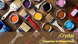  Presentation with renovation - Presentation design featuring paint - painting tools and accessories background and a tawny brown colored foreground