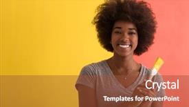  Presentation with elementary school female career day african american - Colorful slide set enhanced with paint - portrait of a young beautiful backdrop and a tawny brown colored foreground