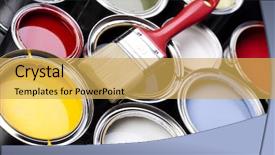 Presentation with paint brush - Cool new PPT theme with paint and brush home decoration backdrop and a yellow colored foreground