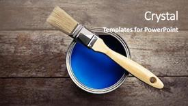  Presentation with paint brush - PPT layouts enhanced with paint and brush on wooden background and a gray colored foreground