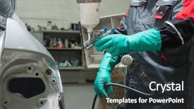  Presentation with hybride car - Beautiful slides featuring paint booth - painting a car backdrop and a dark gray colored foreground