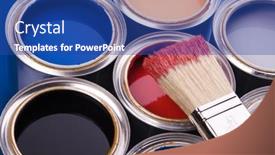  Presentation with paint brush - Cool new theme with paint-brush-and-cans backdrop and a ocean colored foreground