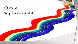  Presentation with rainbow paint - Amazing presentation theme having paint-brush-and-multicolor-rainbow backdrop and a white colored foreground