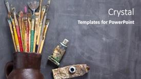  Presentation with abstract paint brush texture art - Slide deck enhanced with paint-brush-and-tubes background and a gray colored foreground