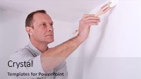  Presentation with paint brush - Cool new PPT theme with paint brush coat - man repainting home walls backdrop and a  colored foreground