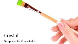  Presentation with paint brush - Beautiful PPT theme featuring paint brush in hand isolated on white backdrop and a white colored foreground