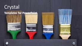  Presentation with paint brush - Presentation design featuring paint-brush-on-plank-wooden background and a dark gray colored foreground