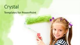  Presentation with smiling little girl - Audience pleasing presentation theme consisting of paint brush roller - little smiling girl backdrop and a  colored foreground