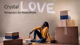  Presentation with buying a house - PPT layouts consisting of paint brush roller - new house background and a  colored foreground