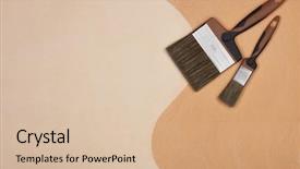  Presentation with construction design - Beautiful slide set featuring paint brushes on textural double backdrop and a  colored foreground
