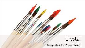  Presentation with paint brush brash and red - Theme featuring paint brushes with gouache isolated background and a white colored foreground