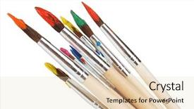  Presentation with paint - PPT theme consisting of paint brushes with gouache isolated background and a lemonade colored foreground