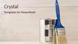  Presentation with paint bucket - Slide deck featuring paint bucket and paintbrush background and a  colored foreground