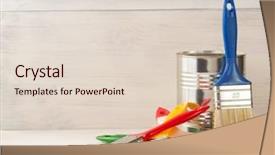  Presentation with paint bucket - Colorful presentation design enhanced with paint bucket and paintbrush backdrop and a lemonade colored foreground