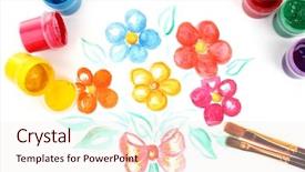  Presentation with paint - Slide set consisting of paint buckets colors and drawing background and a  colored foreground