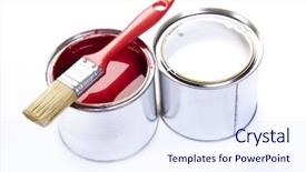  Presentation with paint brush brash and red - Colorful PPT theme enhanced with paint buckets paint and brush backdrop and a  colored foreground