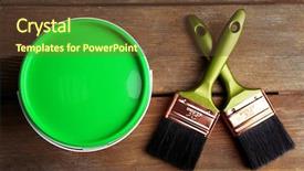  Presentation with paint - Presentation theme featuring paint can and paint brushes background and a  colored foreground
