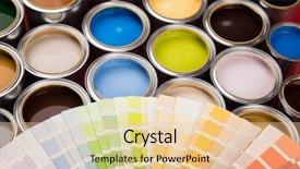  Presentation with paint - Audience pleasing PPT layouts consisting of paint cans color palette red backdrop and a lemonade colored foreground