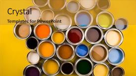  Presentation with yellow color - Colorful PPT layouts enhanced with paint cans color palette yellow backdrop and a gold colored foreground
