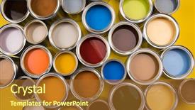  Presentation with yellow color - PPT theme consisting of paint cans color palette yellow background and a  colored foreground