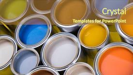  Presentation with yellow color - Beautiful presentation theme featuring paint cans color palette yellow backdrop and a  colored foreground