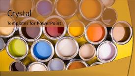  Presentation with yellow color - Presentation theme enhanced with paint cans color palette yellow background and a  colored foreground