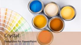  Presentation with paint - PPT theme with paint cans color palette background and a gold colored foreground