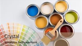  Presentation with paint - PPT theme with paint cans color palette background and a coral colored foreground