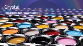  Presentation with rainbow paint - Beautiful slide deck featuring paint cans color palette backdrop and a ocean colored foreground