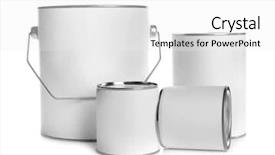  Presentation with paint - Audience pleasing PPT theme consisting of paint cans isolated on white backdrop and a white colored foreground