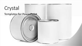  Presentation with paint - Cool new presentation theme with paint cans isolated on white backdrop and a  colored foreground