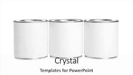  Presentation with cans canned tuna isolated - Audience pleasing slides consisting of paint cans isolated on white backdrop and a white colored foreground