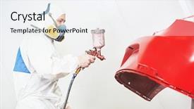  Presentation with auto body repair - PPT theme with paint chamber during repair background and a sky blue colored foreground