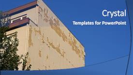  Presentation with paint white brick wall - Cool new slide deck with paint coming of building wall backdrop and a ocean colored foreground